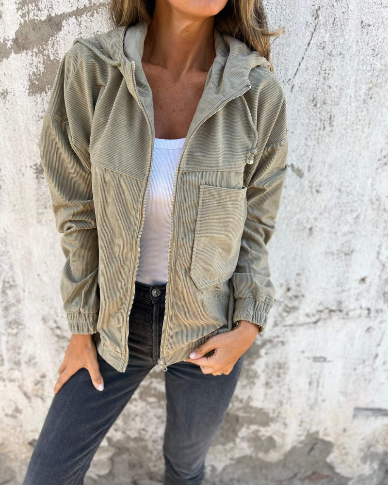 Everly | Corduroy Zip Hoodie