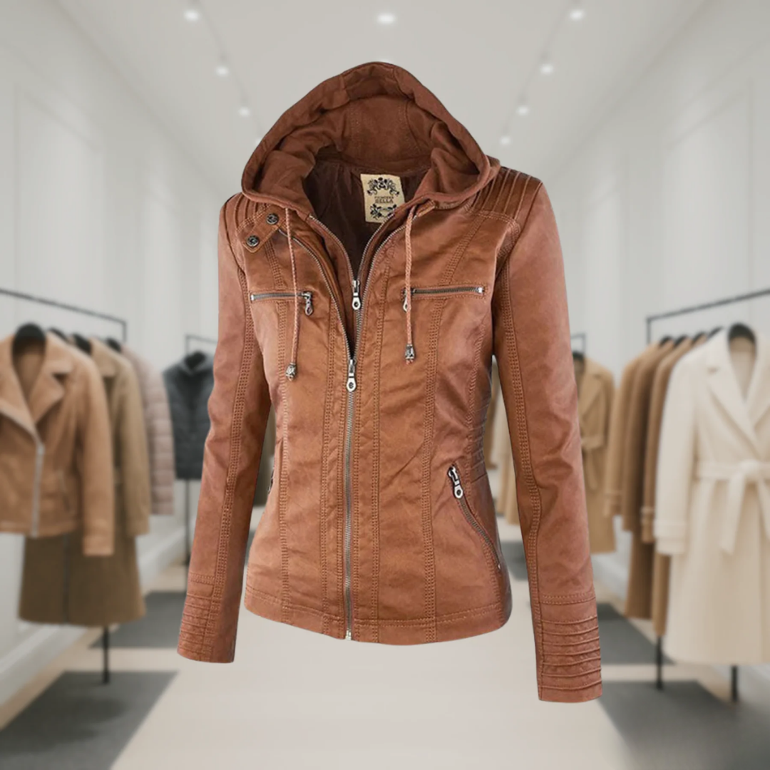 Odessa | Hooded Waterproof Leather Jacket
