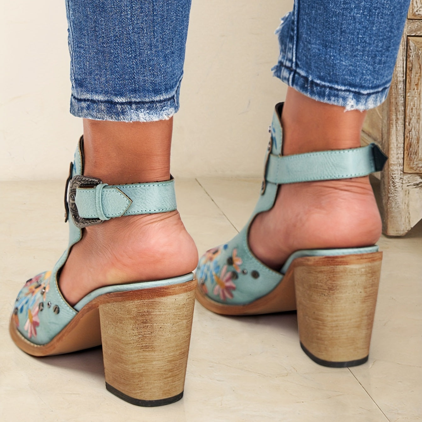 Rosine | Retro Floral Ankle Booties