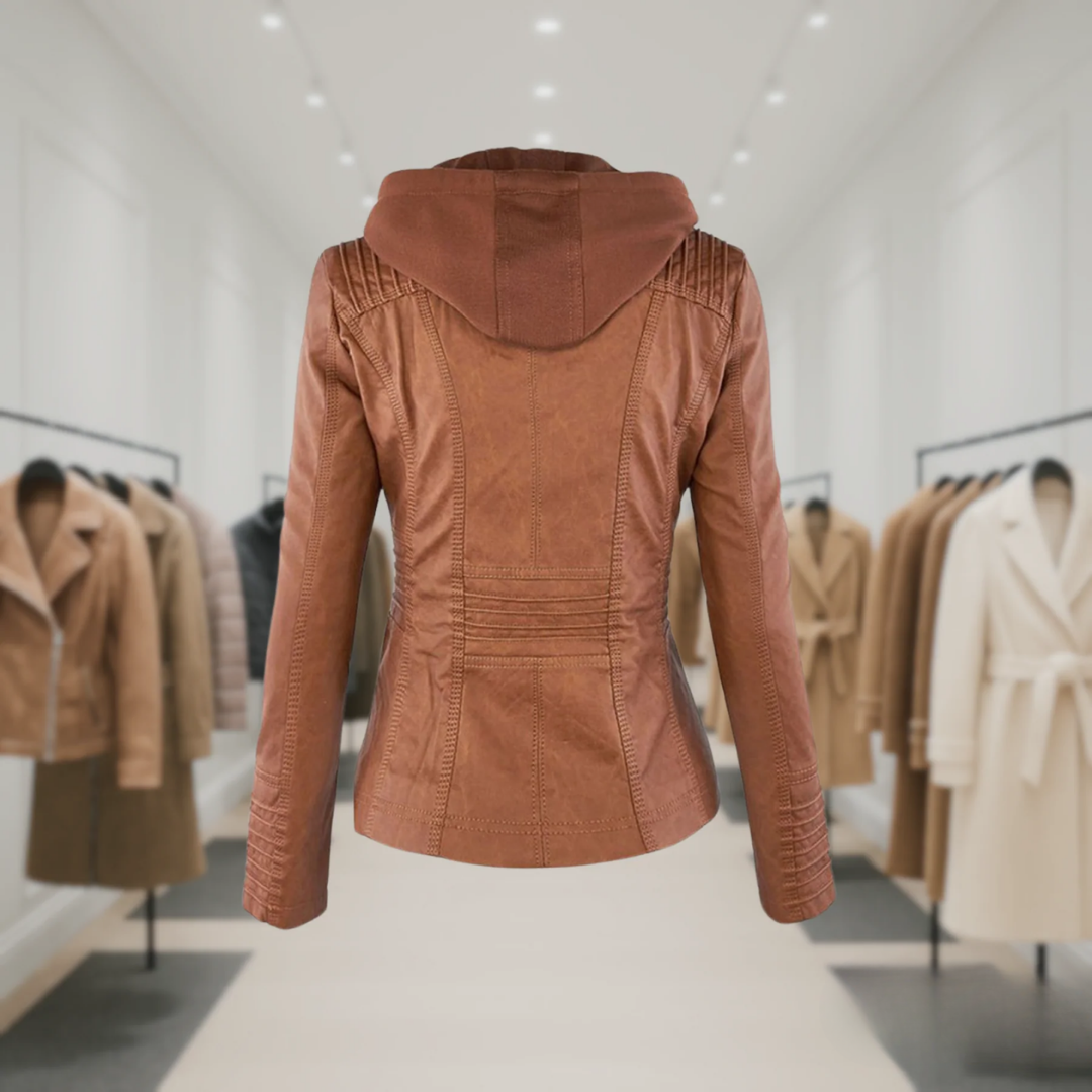 Odessa | Hooded Waterproof Leather Jacket