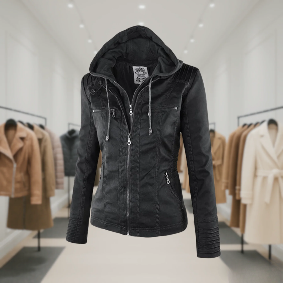 Odessa | Hooded Waterproof Leather Jacket