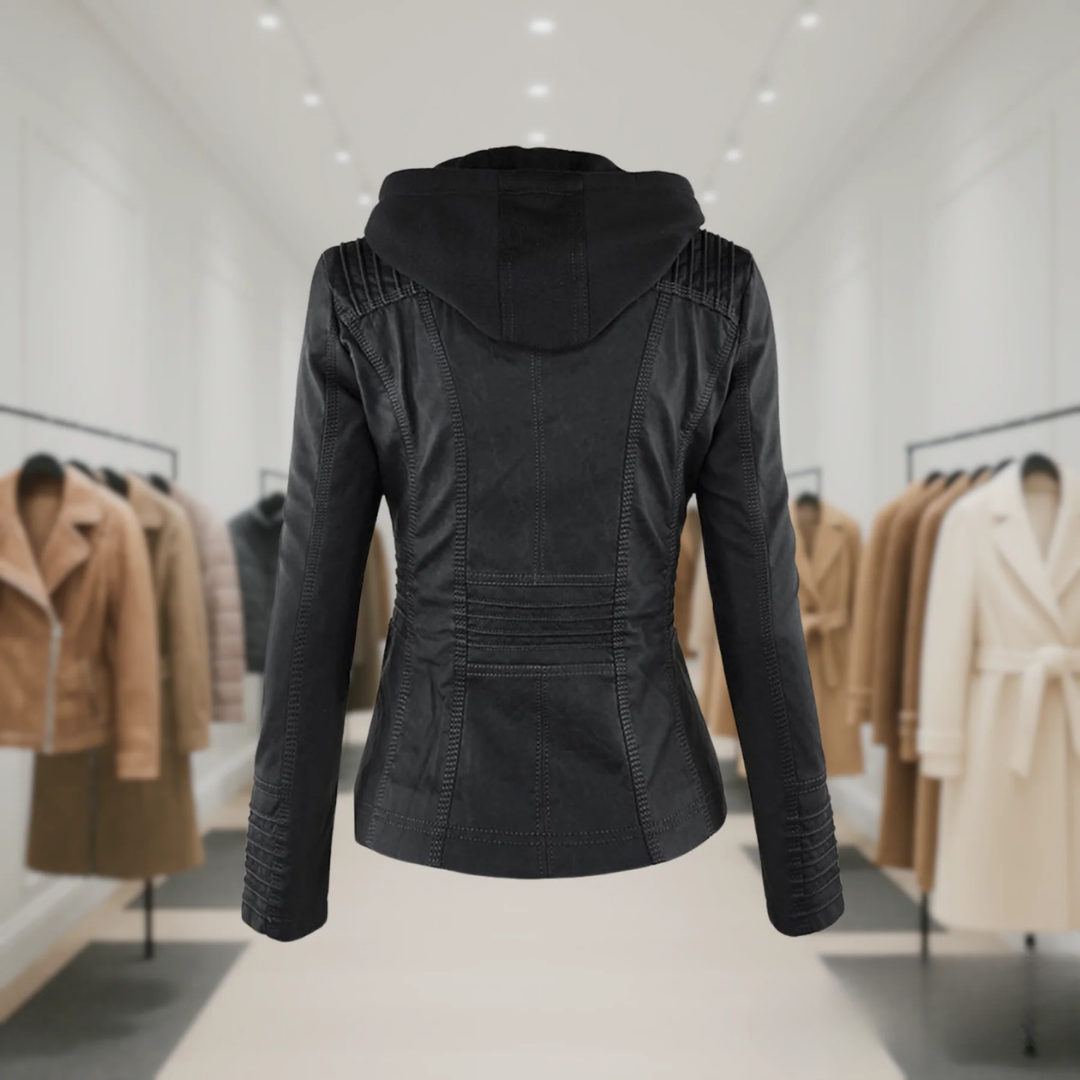 Odessa | Hooded Waterproof Leather Jacket