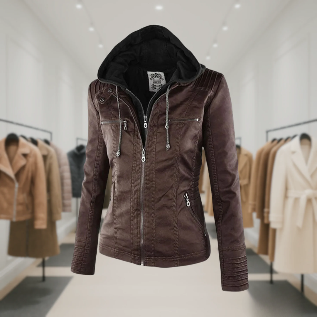 Odessa | Hooded Waterproof Leather Jacket