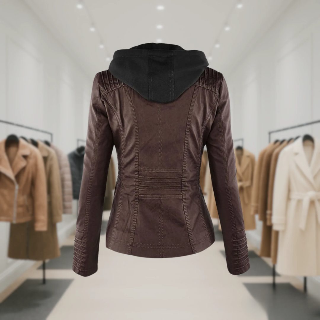 Odessa | Hooded Waterproof Leather Jacket