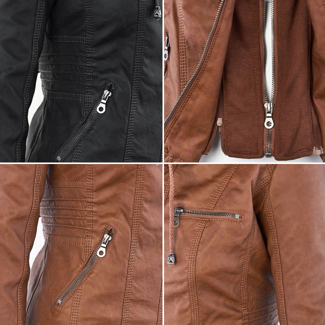 Odessa | Hooded Waterproof Leather Jacket