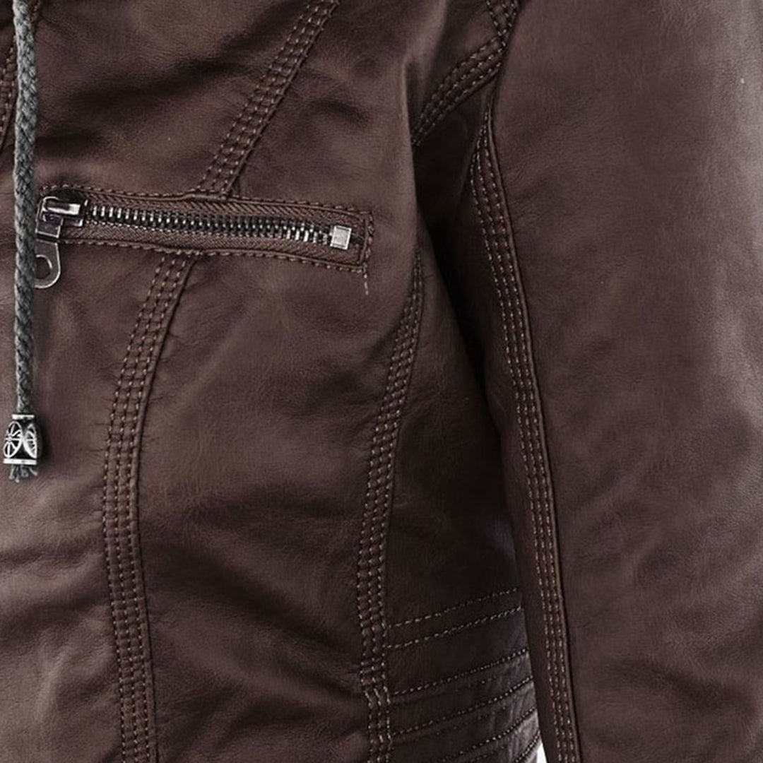 Odessa | Hooded Waterproof Leather Jacket