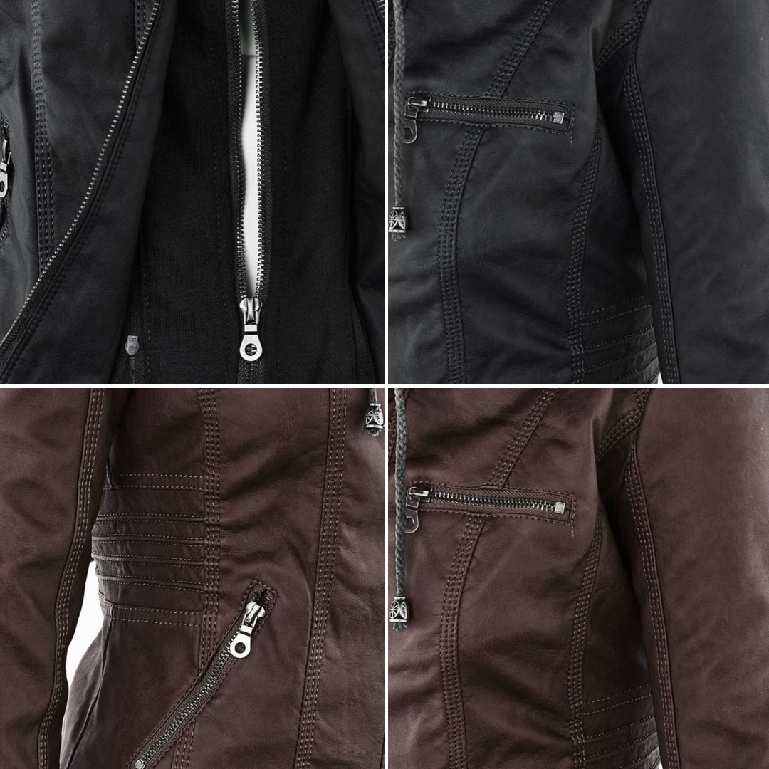 Odessa | Hooded Waterproof Leather Jacket