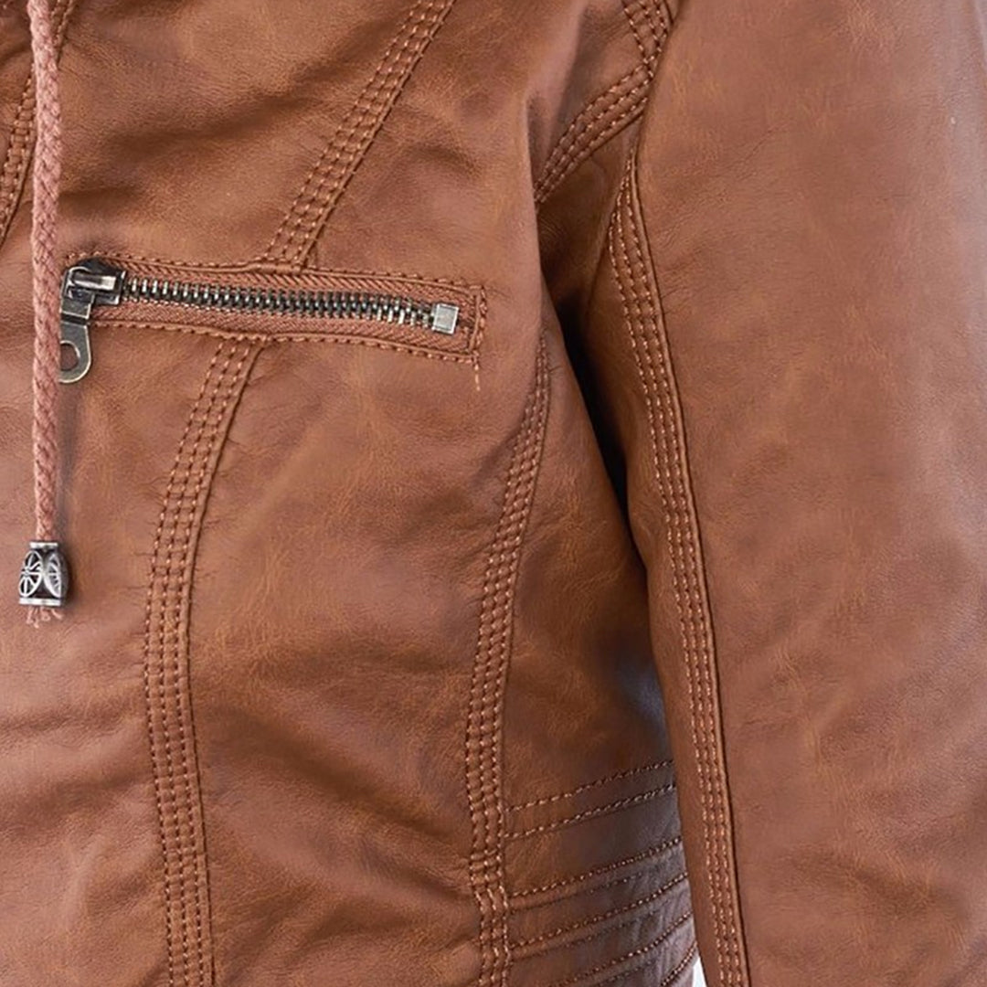 Odessa | Hooded Waterproof Leather Jacket