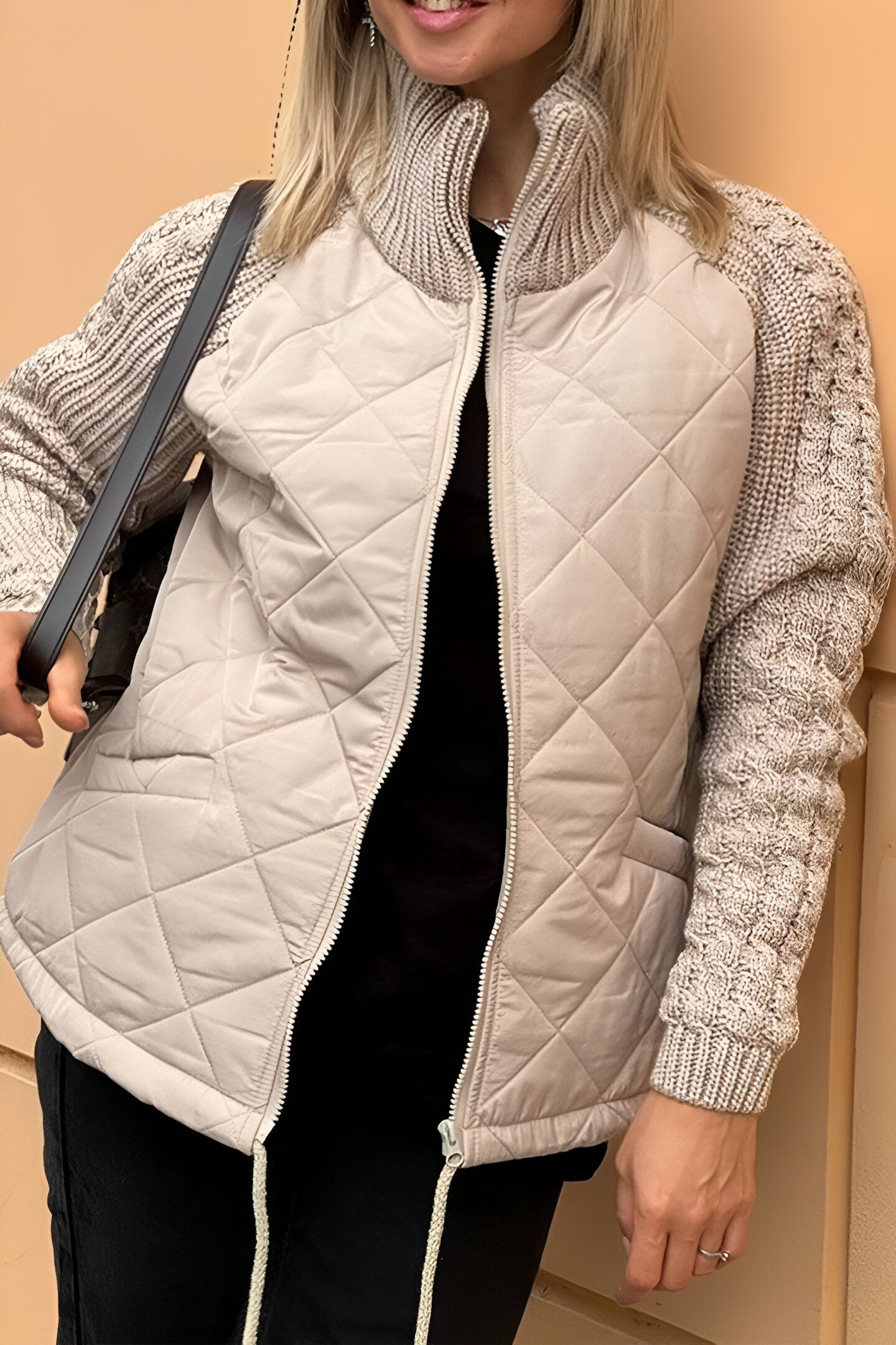 Therese | Zip-Up Patchwork Knit Jacket