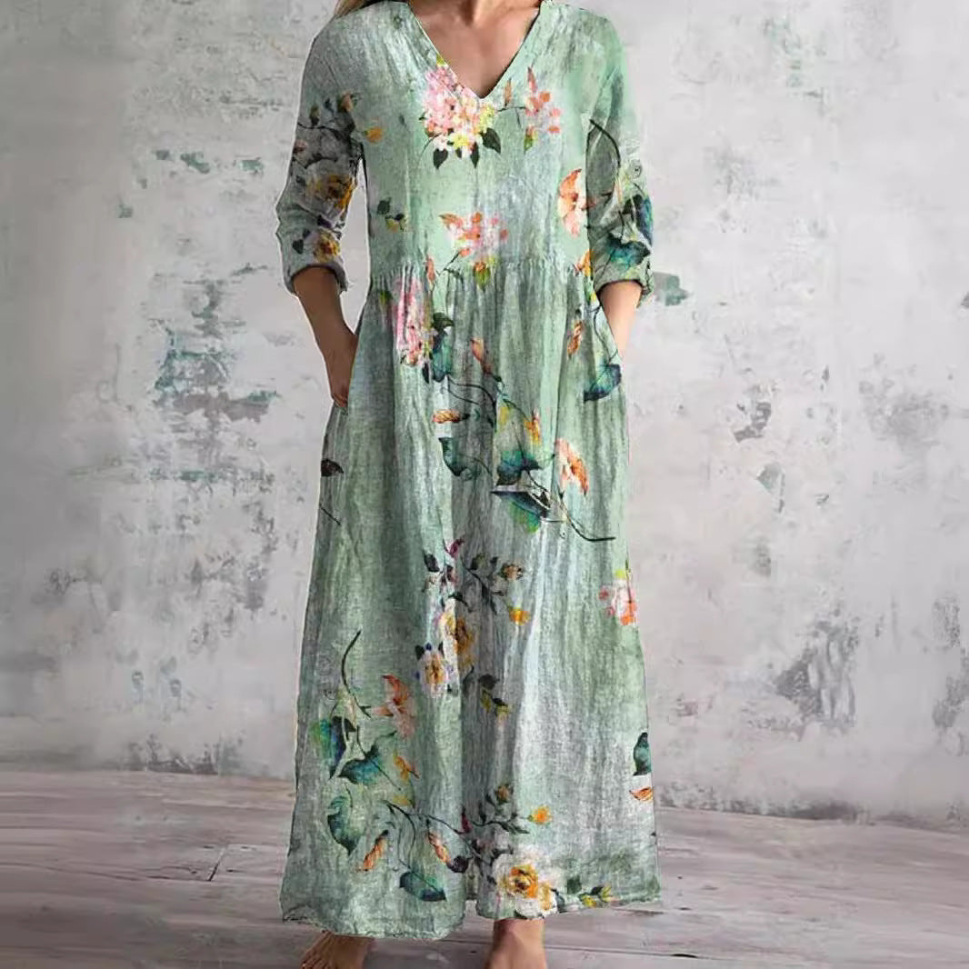 Dearyn | V-Neck Floral Summer Dress