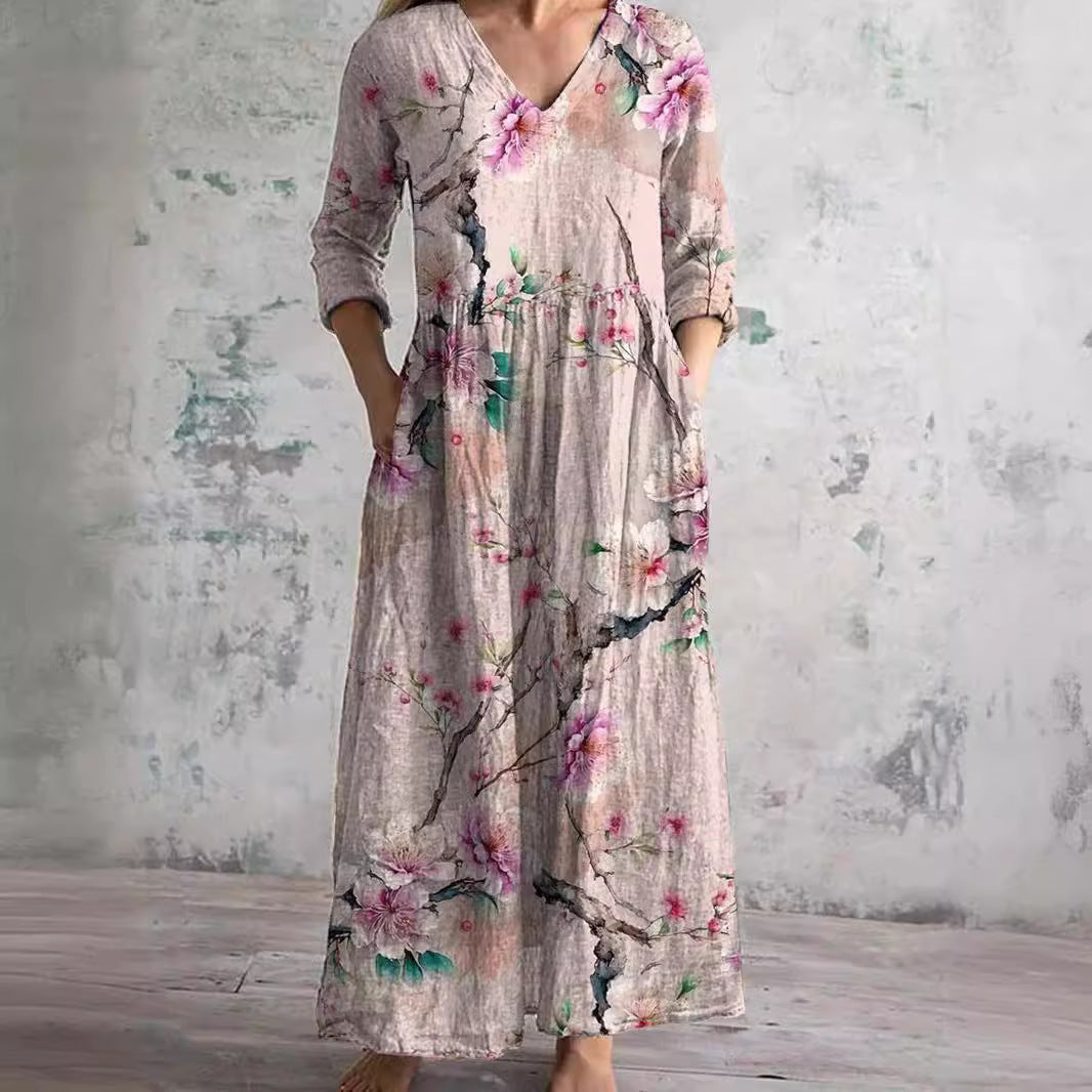 Dearyn | V-Neck Floral Summer Dress