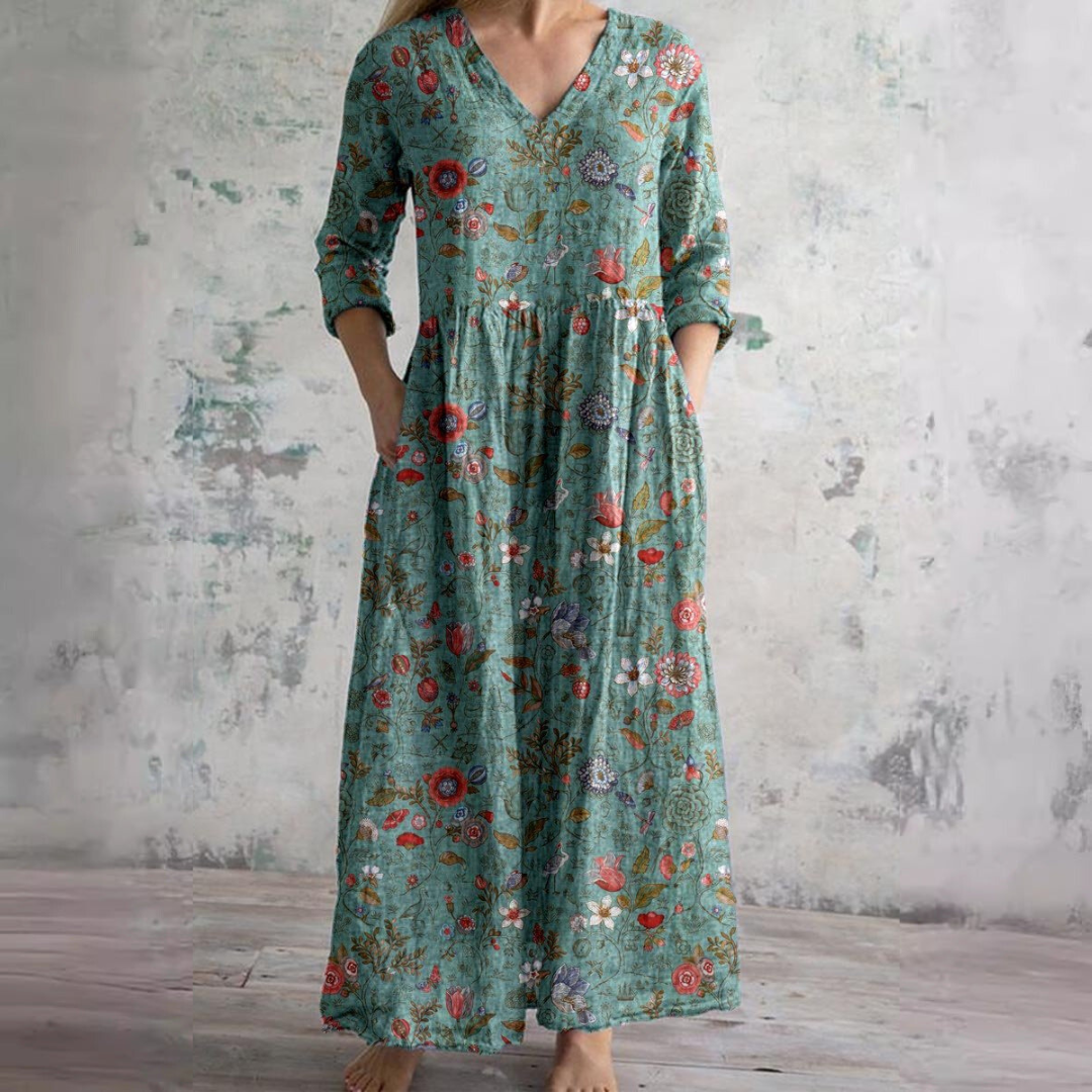 Dearyn | V-Neck Floral Summer Dress