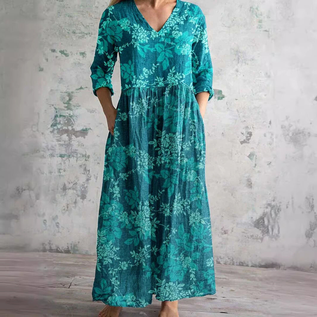 Dearyn | V-Neck Floral Summer Dress