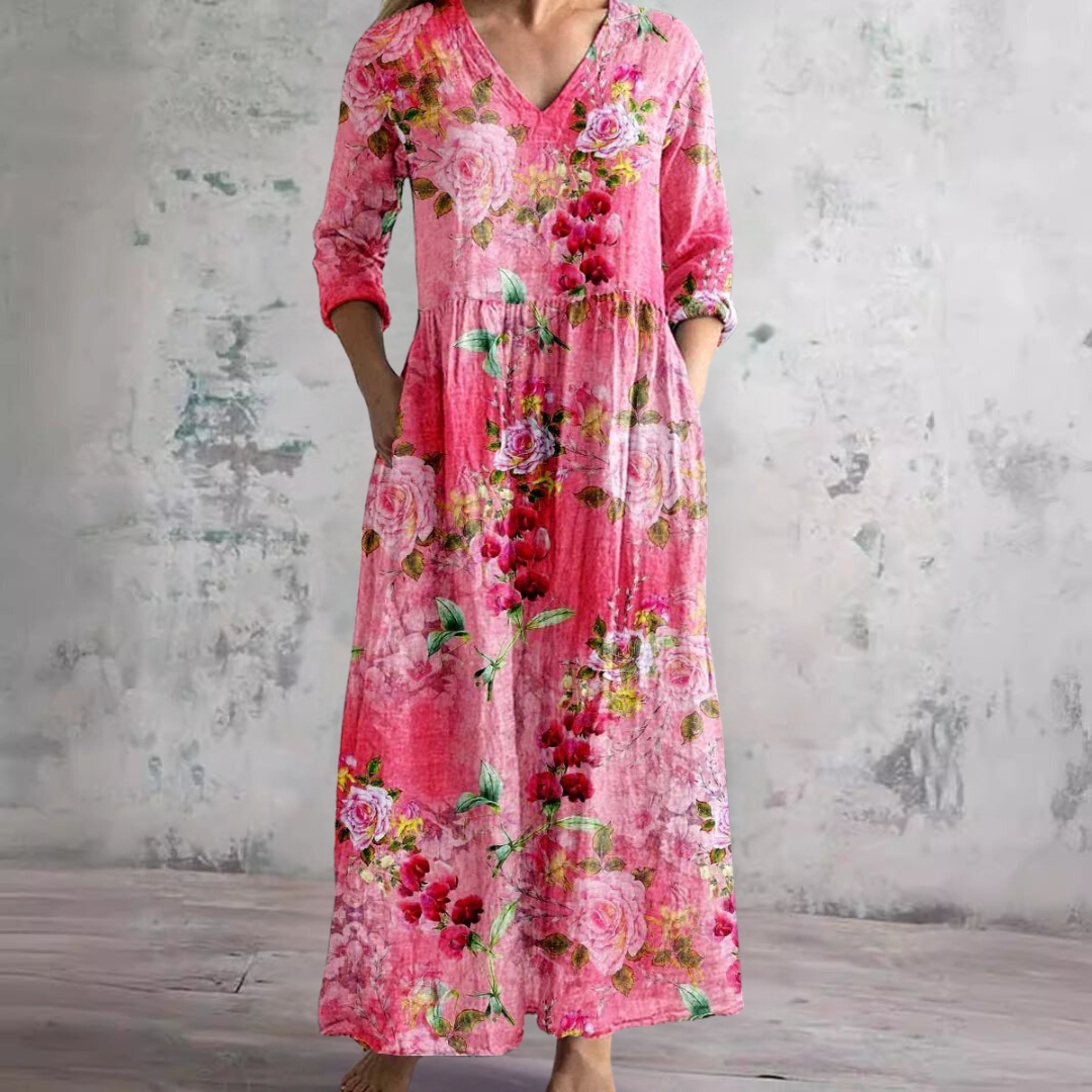 Dearyn | V-Neck Floral Summer Dress