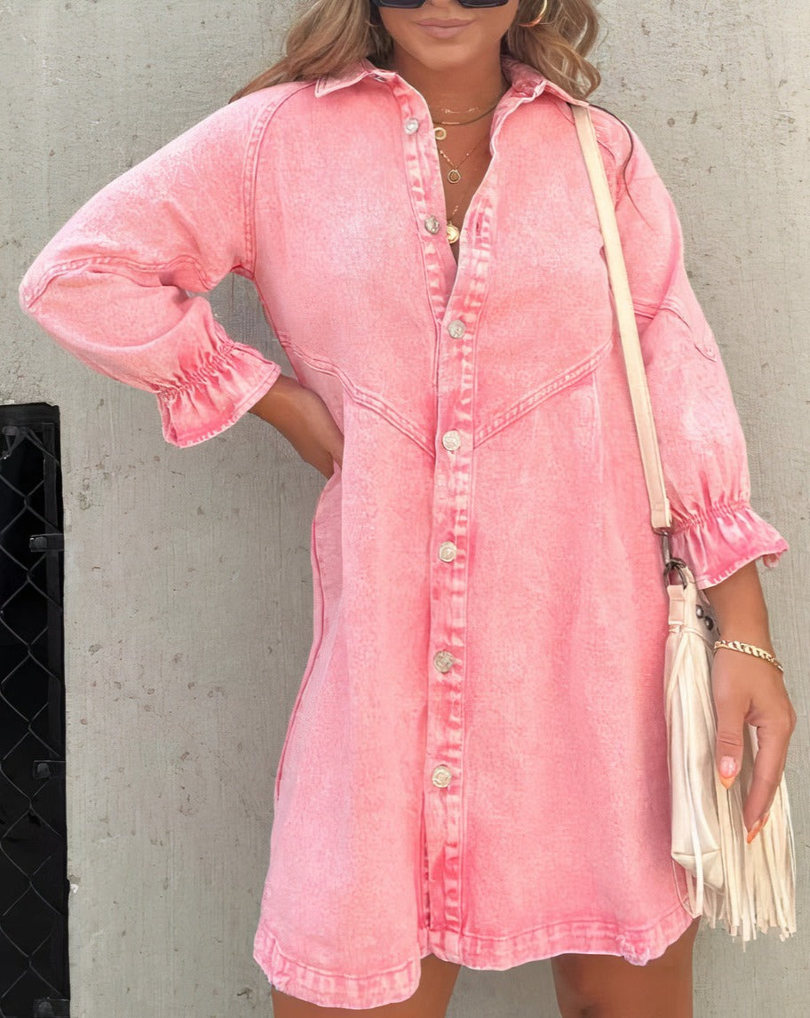 Gayelle | Long Sleeve Denim Dress Shirt