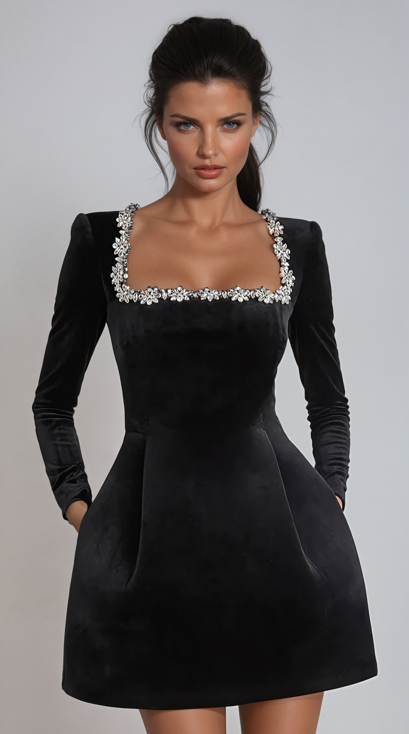 Xanthia | Embellished Velvet Cocktail Dress