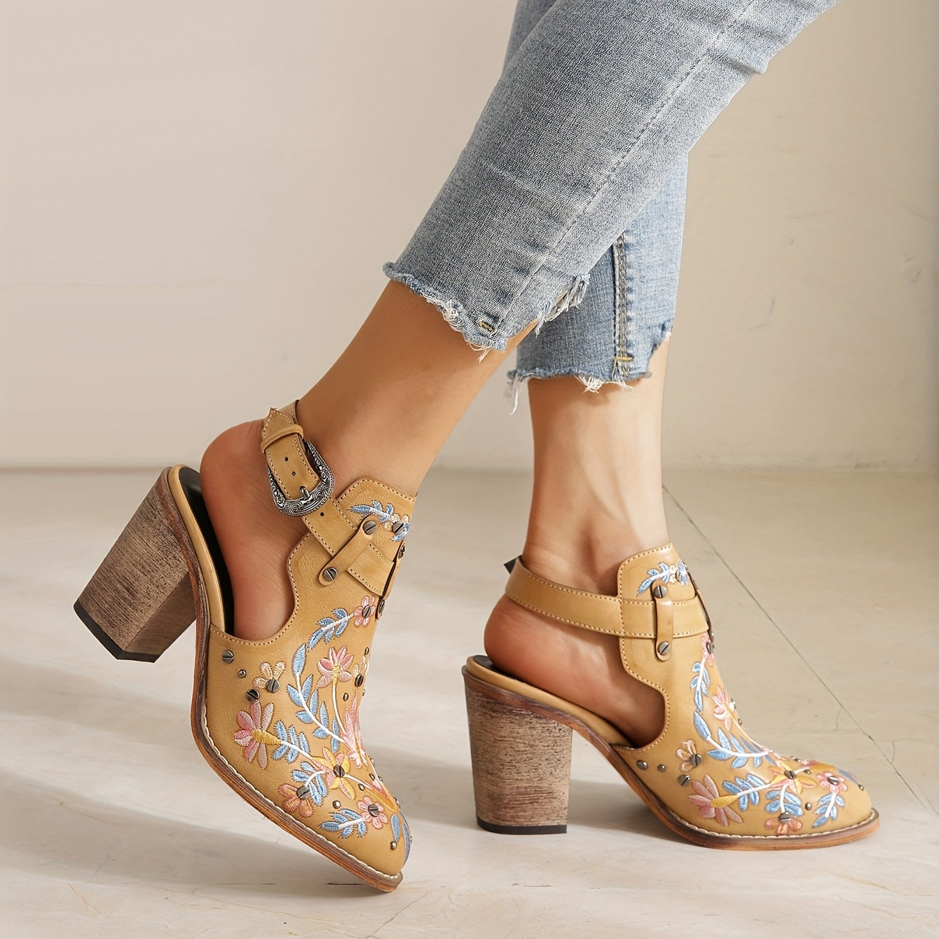 Rosine | Retro Floral Ankle Booties