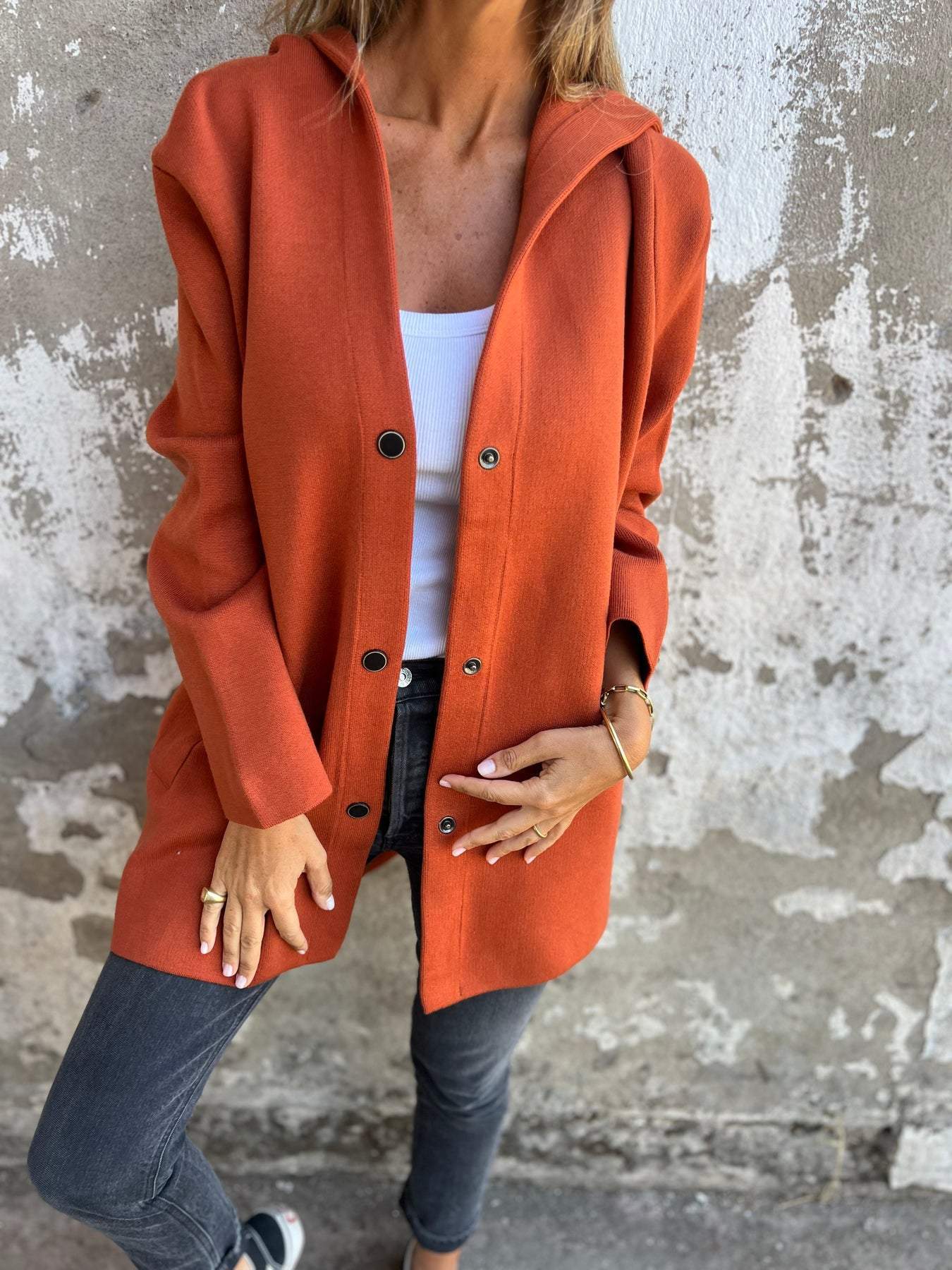 Arianna | Hooded Cardigan with Button Details
