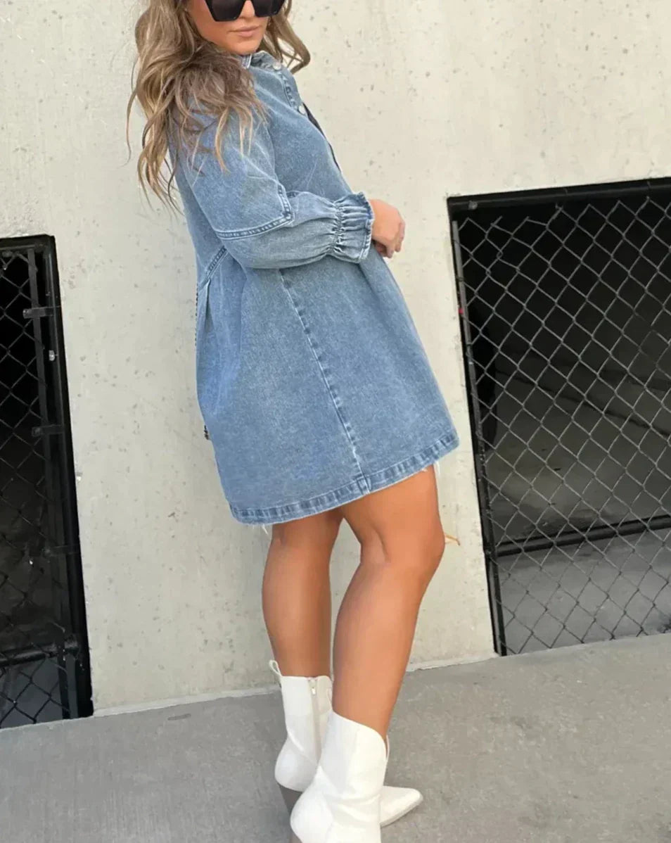 Gayelle | Long Sleeve Denim Dress Shirt