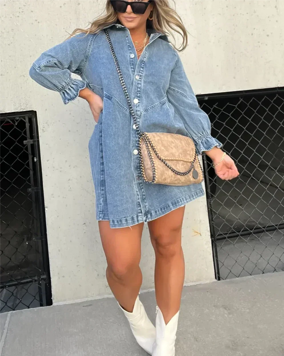 Gayelle | Long Sleeve Denim Dress Shirt
