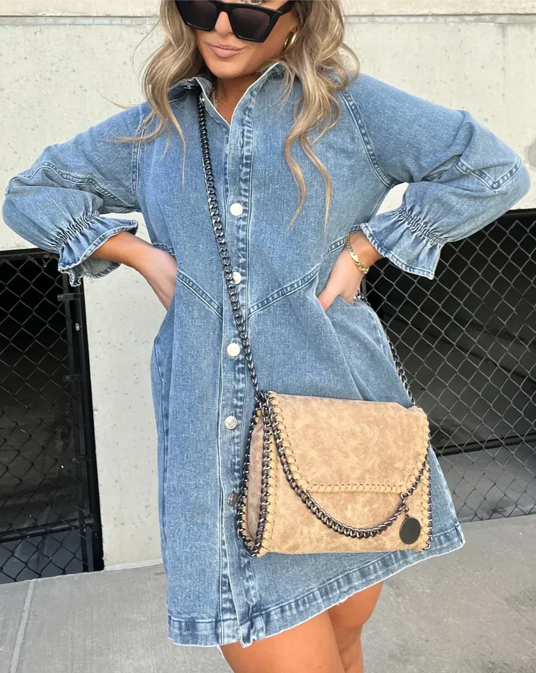 Gayelle | Long Sleeve Denim Dress Shirt