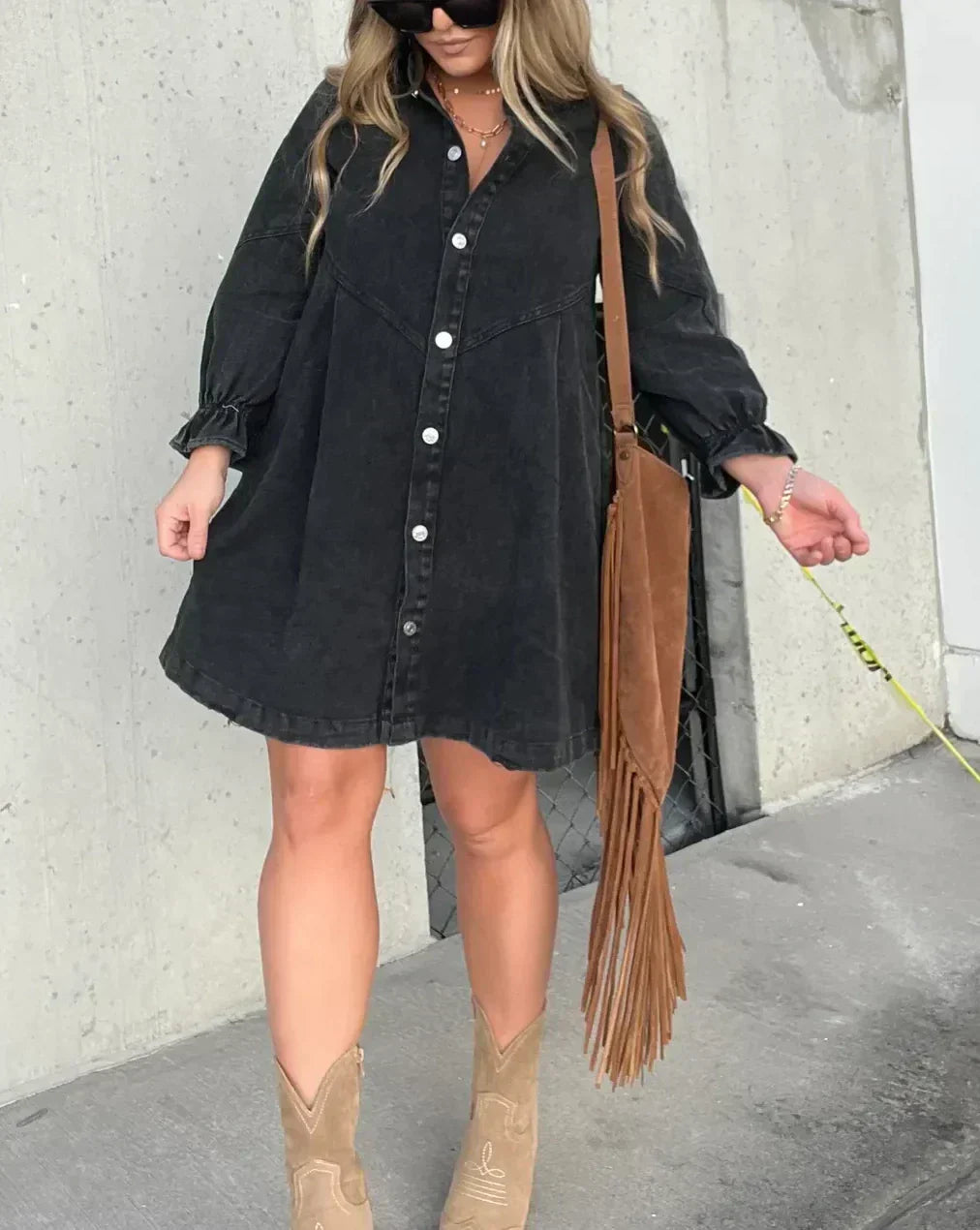 Gayelle | Long Sleeve Denim Dress Shirt