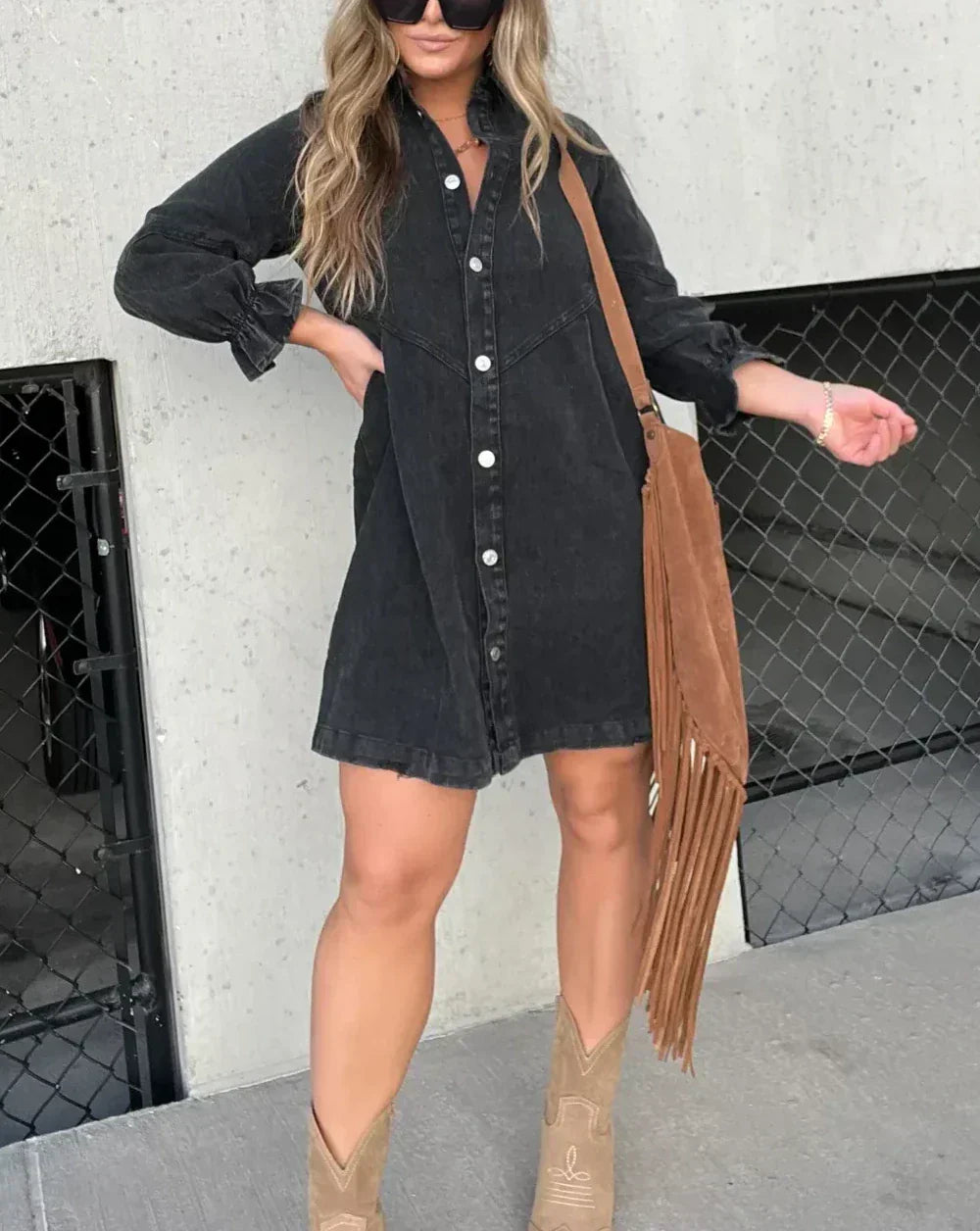 Gayelle | Long Sleeve Denim Dress Shirt