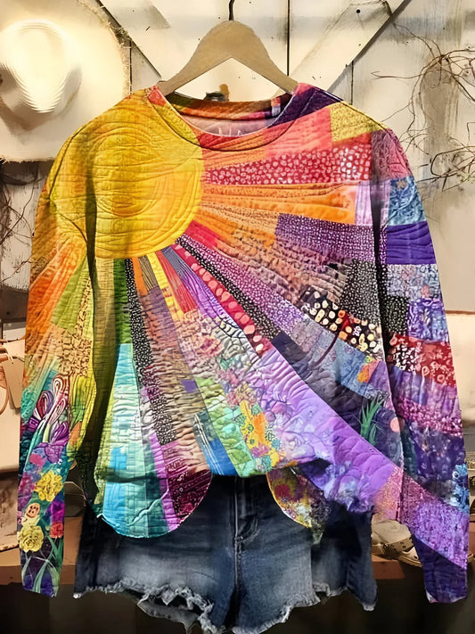 Quirine | Vibrant Sun Collage Sweatshirt