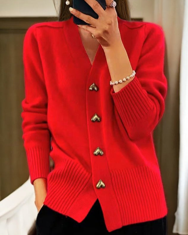 Chasie | Chic Heart-Embellished Cardigan