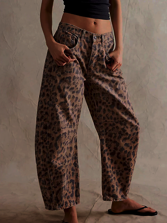 Lianne | Leopard-Patterned Barrel Jeans