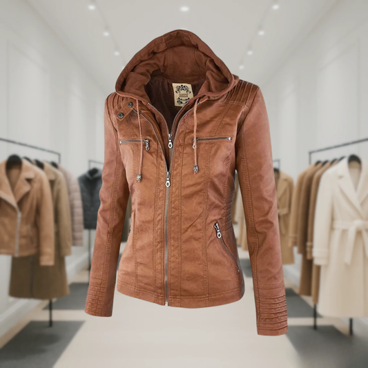 Odessa | Hooded Waterproof Leather Jacket