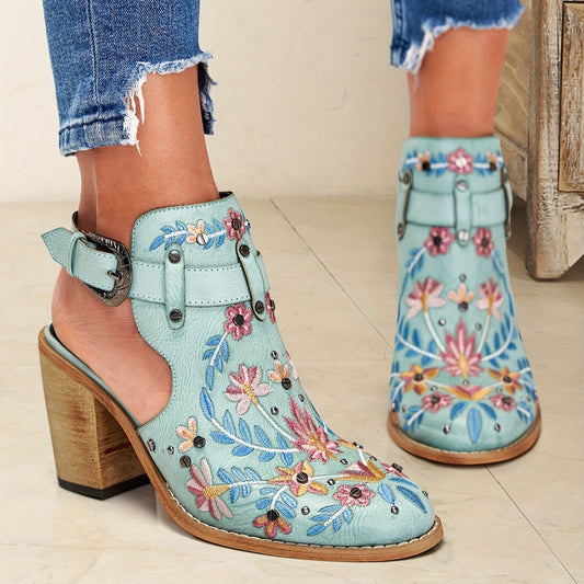 Rosine | Retro Floral Ankle Booties