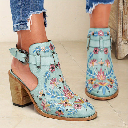 Rosine | Retro Floral Ankle Booties
