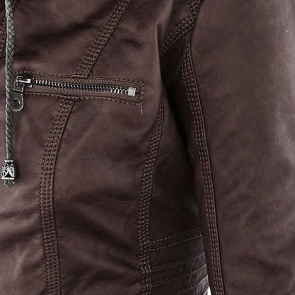 Odessa | Hooded Waterproof Leather Jacket