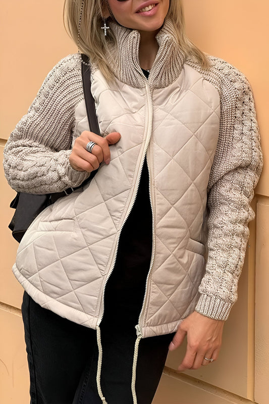 Therese | Zip-Up Patchwork Knit Jacket