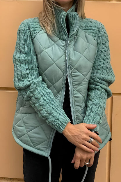 Therese | Zip-Up Patchwork Knit Jacket