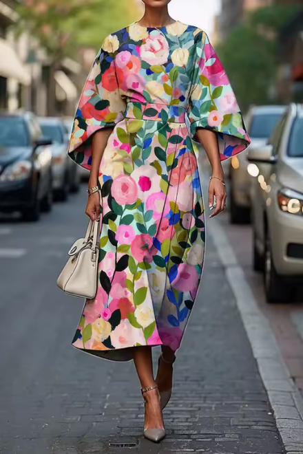 Moxlan | Chic Floral Elegance Dress