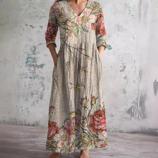 Dearyn | V-Neck Floral Summer Dress