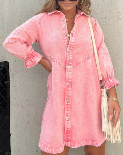 Gayelle | Long Sleeve Denim Dress Shirt