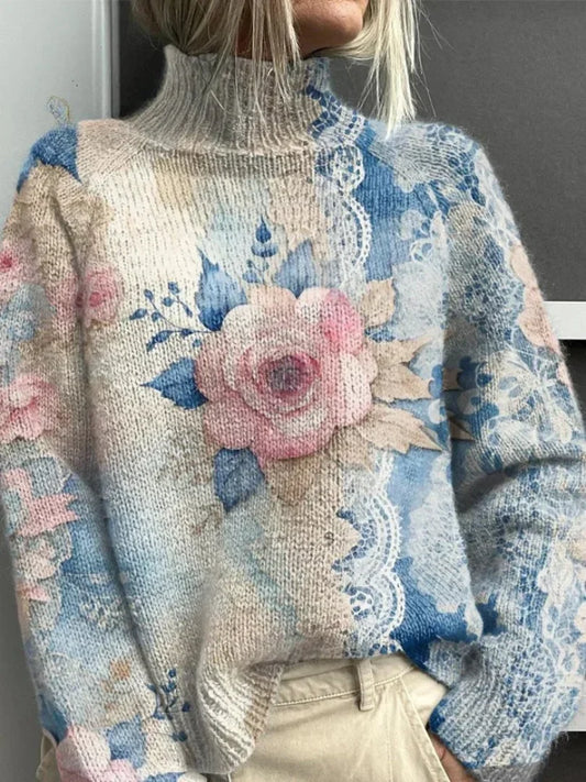 Dani | Turtleneck Sweater with Lace Knit Design