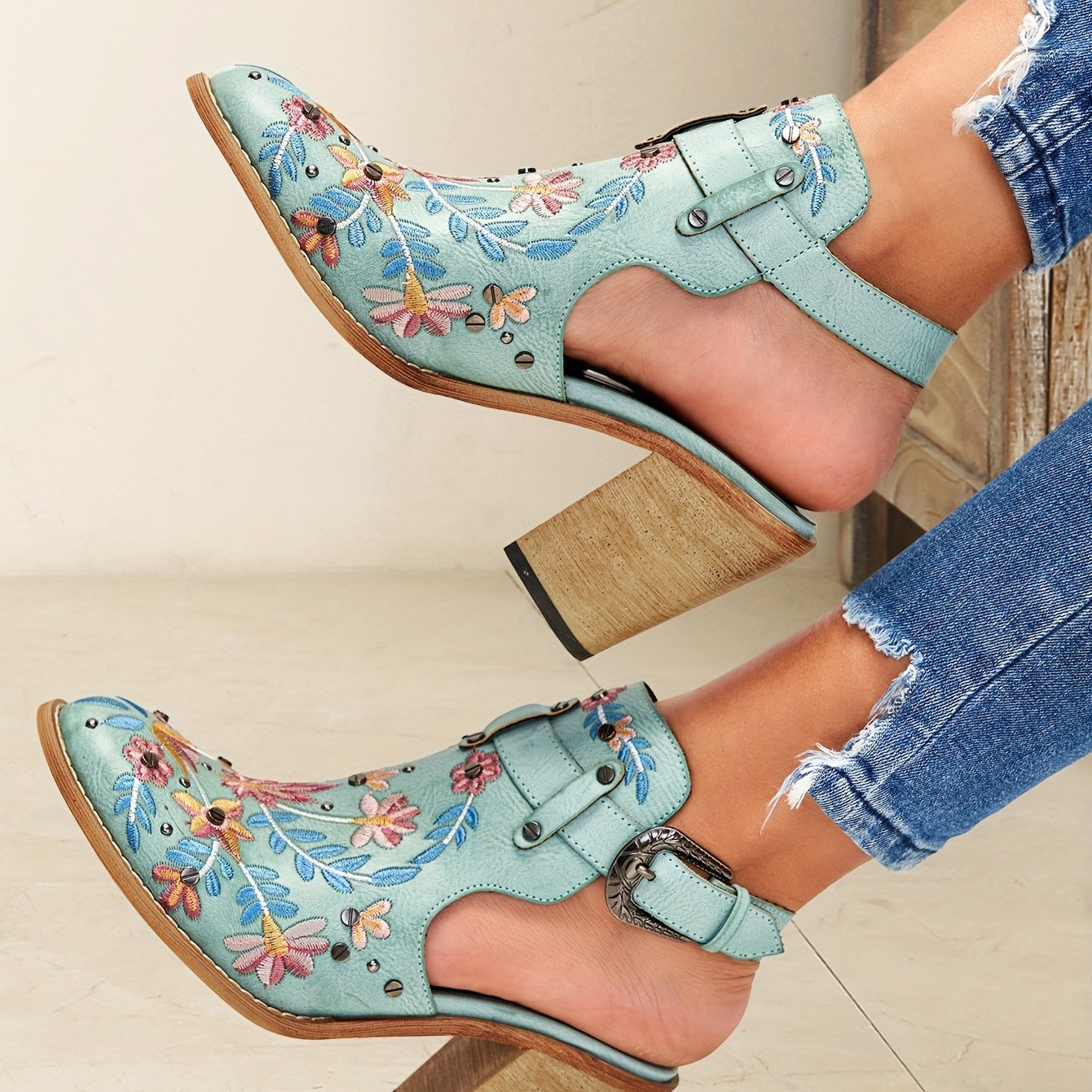 Rosine | Retro Floral Ankle Booties