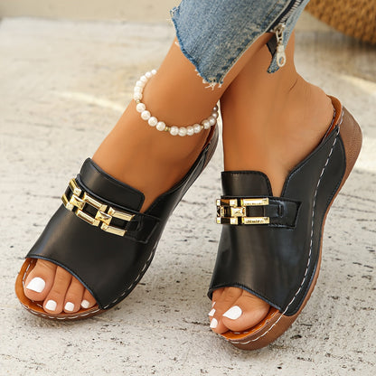 Romy | Gold Chain Slide Sandals
