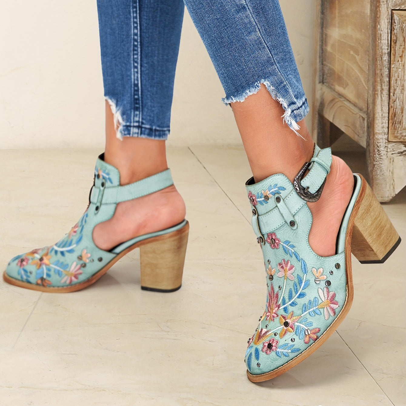 Rosine | Retro Floral Ankle Booties