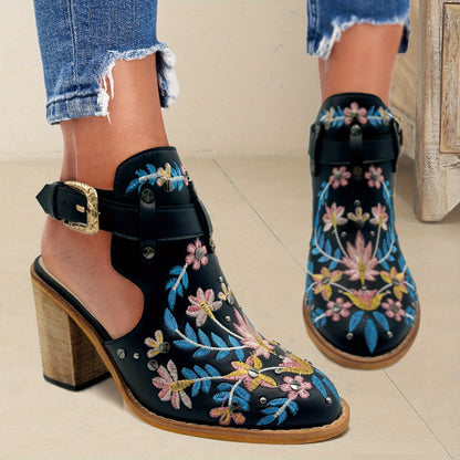 Rosine | Retro Floral Ankle Booties