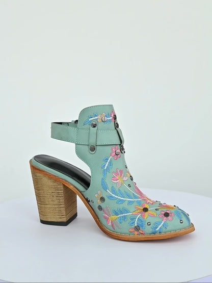 Rosine | Retro Floral Ankle Booties