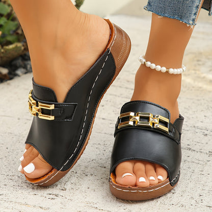Romy | Gold Chain Slide Sandals
