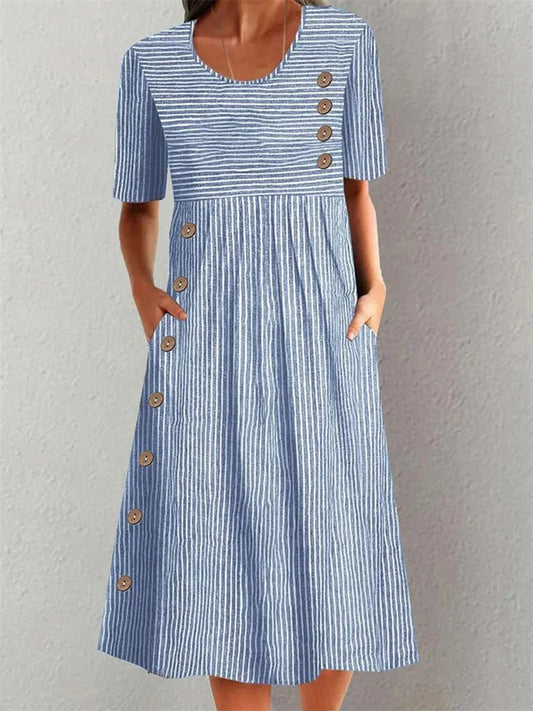 Lenna | Striped Midi Dress with Elegant Design