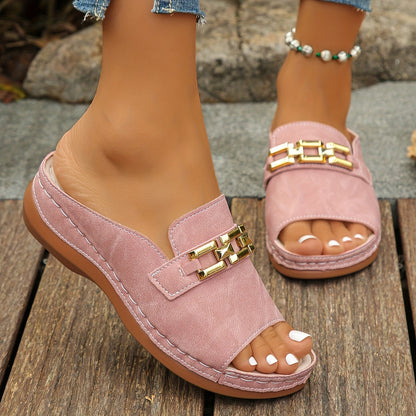 Romy | Gold Chain Slide Sandals
