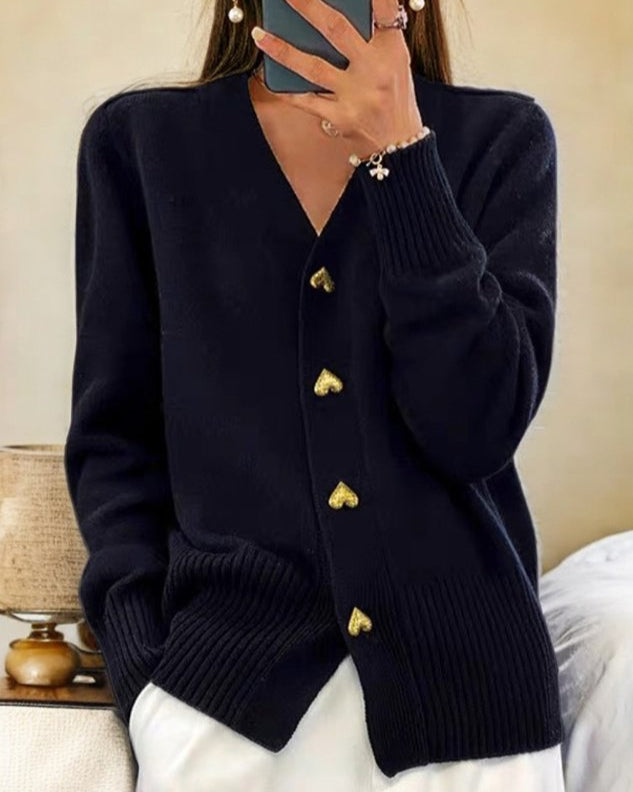 Chasie | Chic Heart-Embellished Cardigan